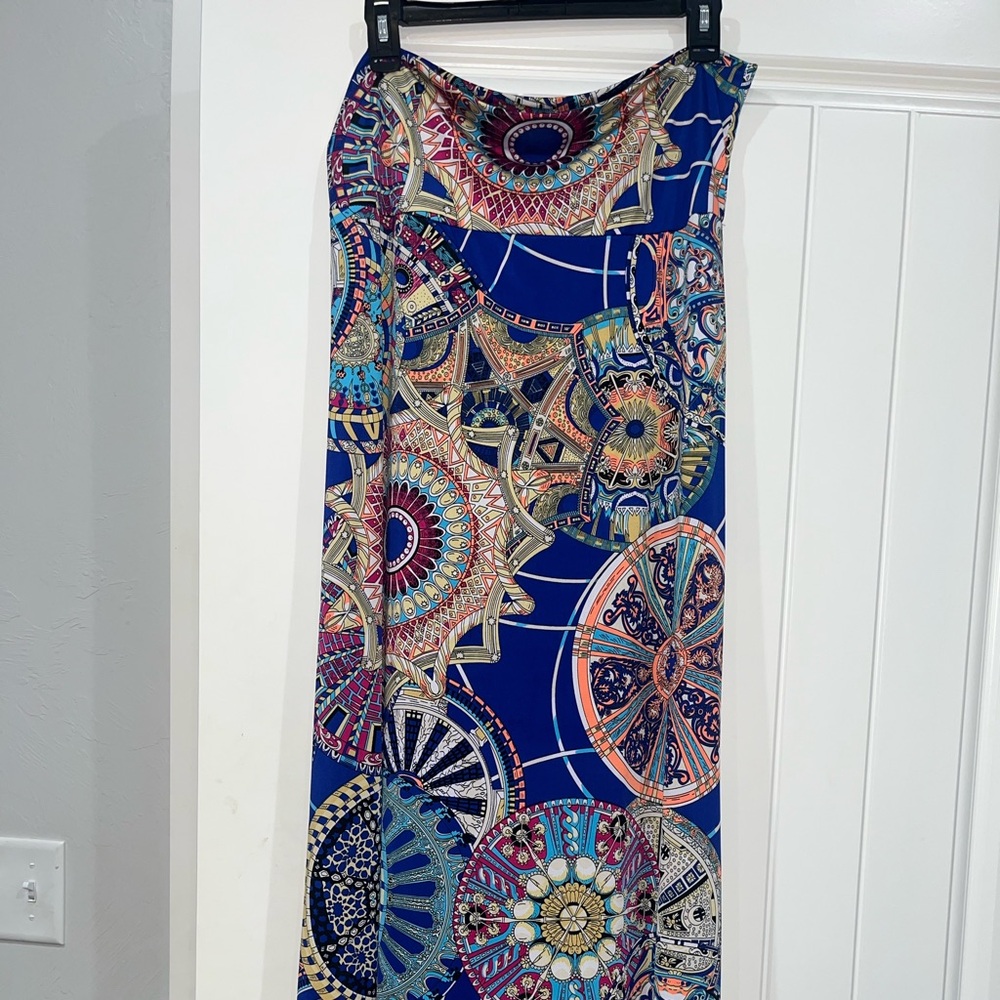 Vibrant Blue Mandala Print Skirt